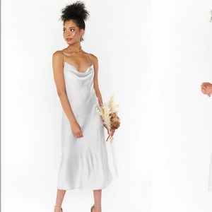 Show Me Your Mumu Verona Cowl Dress Silver Satin